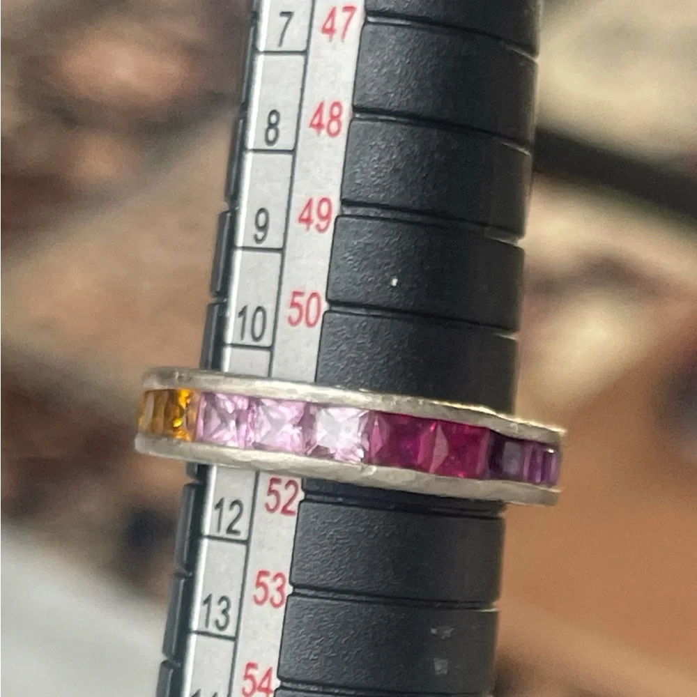 Sterling Silver ring with multi colored stones
